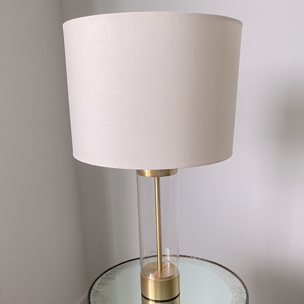 WEST ELM Acrylic Column Table Lamp + USB Charging